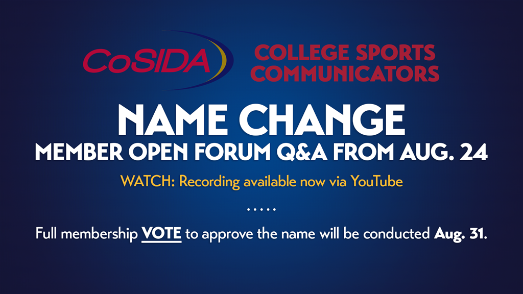 On-Demand Capital One Webinar: CoSIDA Member Open Forum/Q&A For New Name Vote